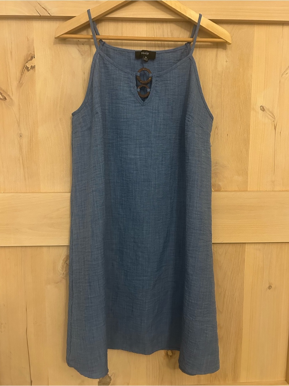 NAIF Blue Sleeveless lightweight-halter top mini Dress, EUC, Medium.